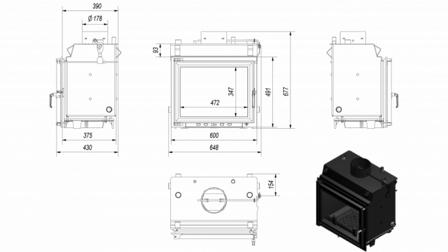 Топка с водяным контуром MAJA/PW/12/W