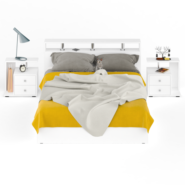 Кровать 1600 Камелия + две тумбы цвет белый Кровать 1600 Камелия + две тумбы цвет белый