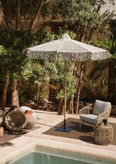 Зонт садовый плетеный Ø2.5 м Boho Macrame натуральный Ø2500 мм Зонт садовый плетеный Ø2.5 м Boho Macrame натуральный Ø2500 мм