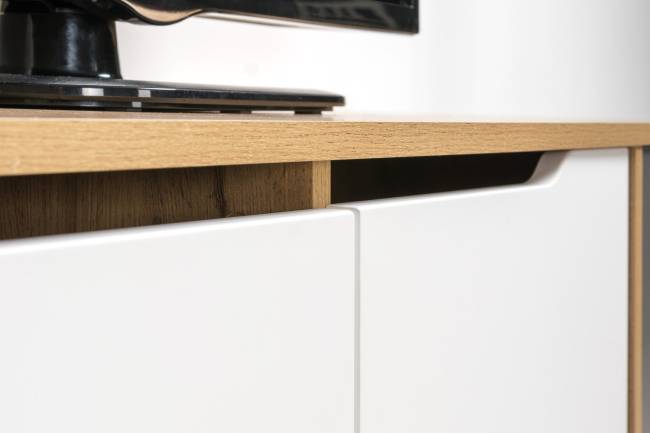 Две тумбы под ТВ Вайс цвет дуб золотой/тёмно-серый/МДФ милк софт Две тумбы под ТВ Вайс цвет дуб золотой/тёмно-серый/МДФ милк софт