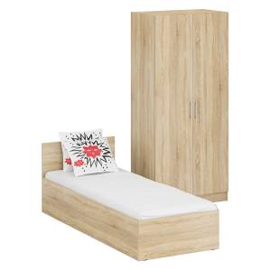 Кровать односпальная 800 со шкафом для одежды 2-х створчатым Стандарт цвет дуб сонома