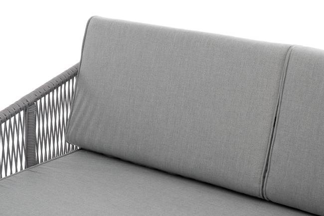 "Канны" правый модуль плетеный из роупа, каркас алюминий белый шагрень, роуп светло-серый круглый, ткань светло-серая "Канны" правый модуль плетеный из роупа, каркас алюминий белый шагрень, роуп светло-серый круглый, ткань светло-серая