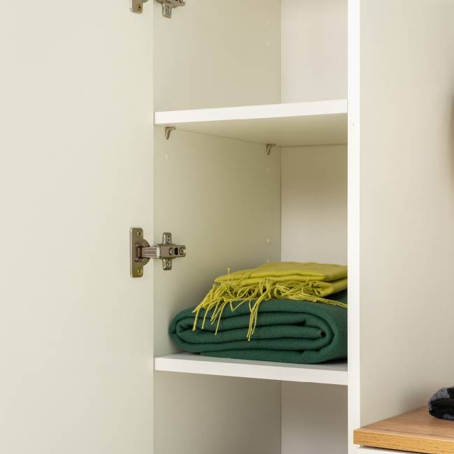 Мебельная стенка для прихожей Октава № 47 цвет белый шагрень/серый графит/дуб крафт золотой Мебельная стенка для прихожей Октава № 47 цвет белый шагрень/серый графит/дуб крафт золотой