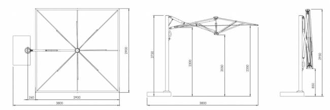 Зонт профессиональный 2.9х2.9 м Astro Carbon черный 2900х2900 мм Зонт профессиональный 2.9х2.9 м Astro Carbon черный 2900х2900 мм