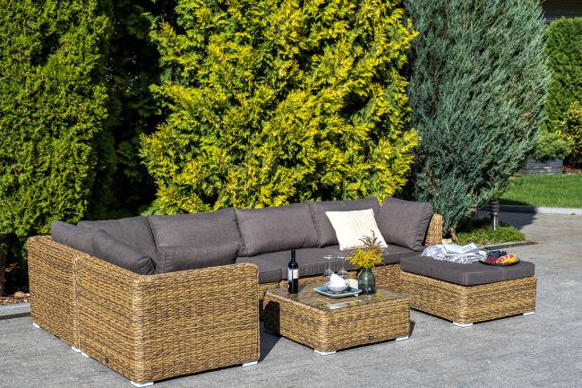 "Лунго" трансформирующийся диван из искусственного ротанга (гиацинт), цвет соломенный