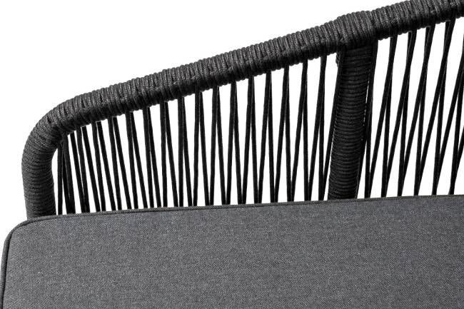 "Канны" диван модульный плетеный из роупа, каркас алюминий темно-серый (RAL7024), роуп темно-серый круглый, ткань темно-серая "Канны" диван модульный плетеный из роупа, каркас алюминий темно-серый (RAL7024), роуп темно-серый круглый, ткань темно-серая