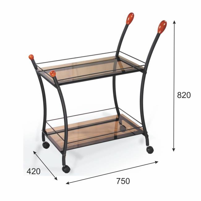 Стол сервировочный Поло чёрный/тонированное стекло Стол сервировочный Поло чёрный/тонированное стекло