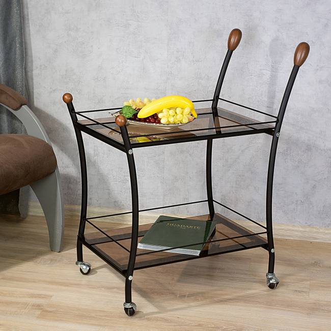 Стол сервировочный Поло чёрный/тонированное стекло Стол сервировочный Поло чёрный/тонированное стекло