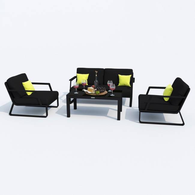 Лаунж зона ESTIVO черная - каркас карбон