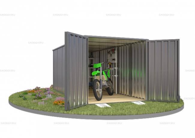 Хозблок SKOGGY секционный с плоской крышей 5 х 2 м, цинковый
