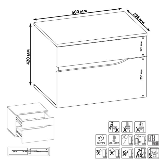Тумба прикроватная Муссон 16.03 цвет белый/дуб эндгрейн элегантный