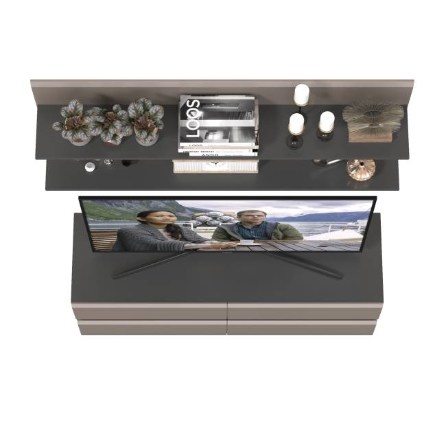 Две открытых полки Сидней и ТВ-тумба цвет антрацит/МДФ веллюто капучино Две открытых полки Сидней и ТВ-тумба цвет антрацит/МДФ веллюто капучино