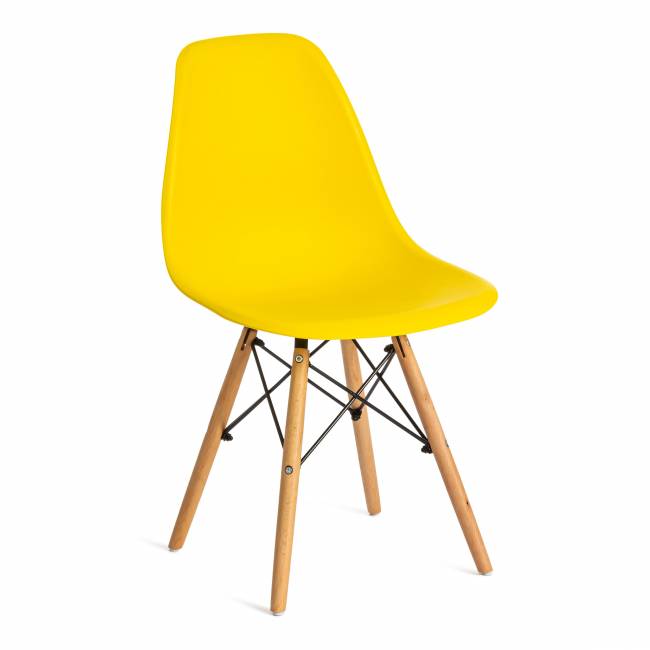 Стул CINDY (EAMES) (mod. 001) дерево бук/металл/сиденье пластик, 51x46x82см, желтый/yellow (Комплект из 4 шт.) желтый/yellow дерево бук/металл/сиденье пластик