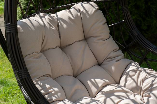 "Венеция" подвесное кресло-кокон из искусственного ротанга, цвет бронзовый с бежевой подушкой