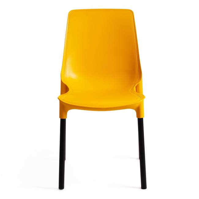 Стул GENIUS (mod 75) / 1 шт. в упаковке металл/пластик, 46x56x84cм, желтый/черные ножки желтый металл/пластик