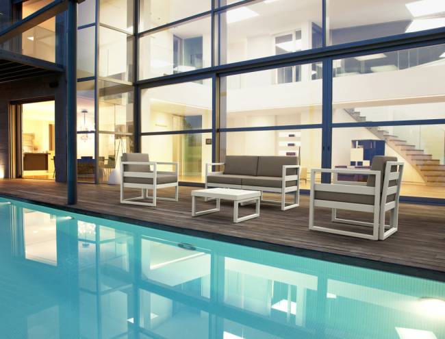 Комплект пластиковой мебели Mykonos белый, светло-коричневый