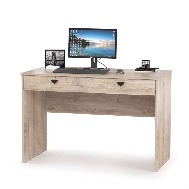 Кровать Муссон с подъёмным основанием и туалетным столиком цвет дуб эндгрейн элегантный/искусственная кожа белая