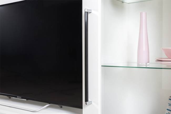 Стенка для гостиной с ТВ-тумбой Валенсия № 68 цвет белый шагрень