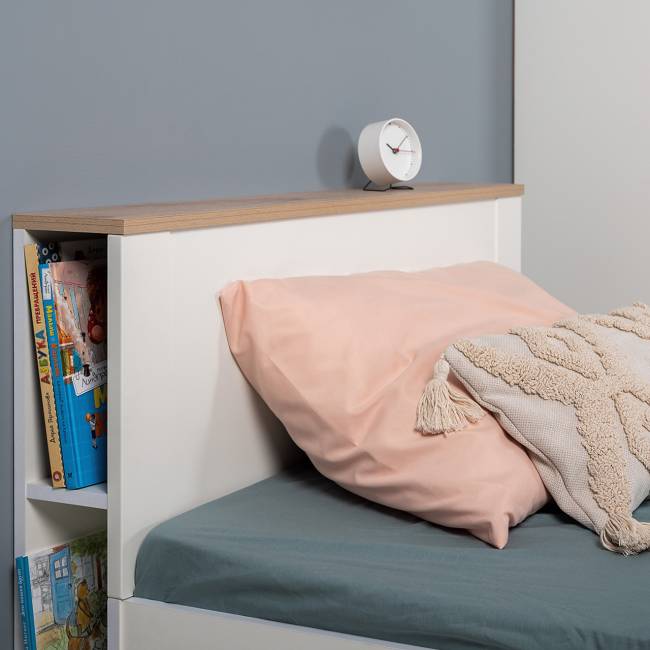 Кровать детская Джастин 11.54 цвет белый шагрень/дуб белый эксклюзив