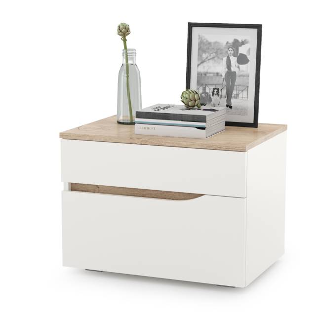 Комплект Кровать Муссон 11.28 + подъёмный ортопед + Тумба 16.03 + Комод 13.97 цвет белый/дуб эндгрейн элегантный/кожзам белый