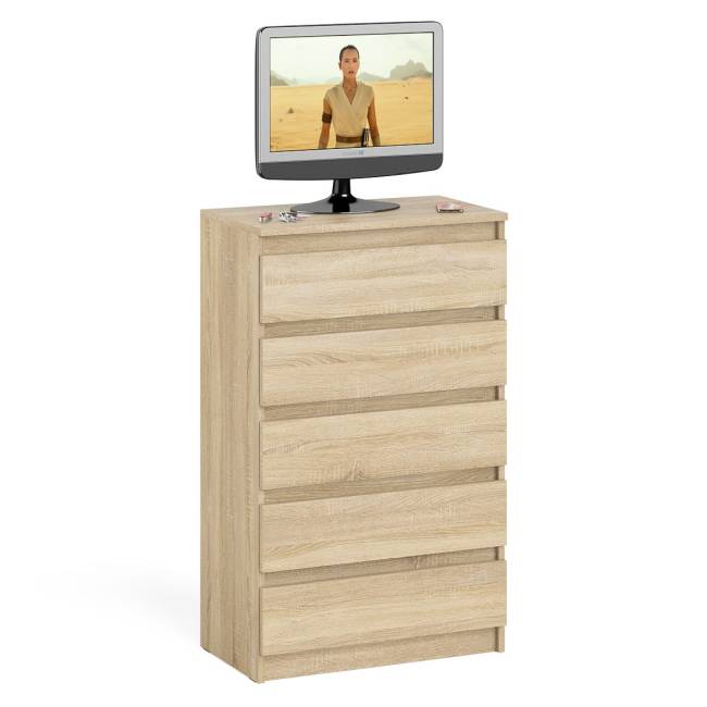 Узкий комод пять ящиков Мори МК700.5 цвет дуб сонома Узкий комод пять ящиков Мори МК700.5 цвет дуб сонома