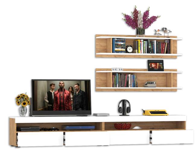 Гостиная Альба № 2 цвет дуб крафт золотой/белый премиум