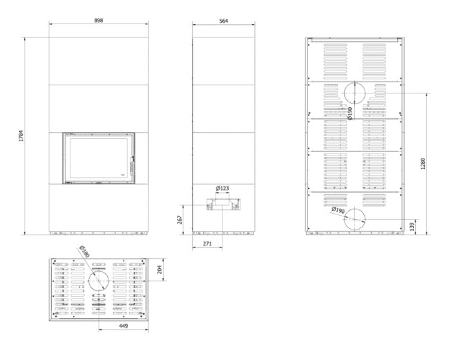 Каминокомплект Kratki PRO FLOKI FOKOS GRAFITE