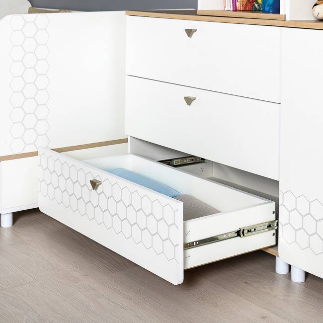 Детская кровать с ящиками и комод Эйп цвет белый/дуб белый Детская кровать с ящиками и комод Эйп цвет белый/дуб белый