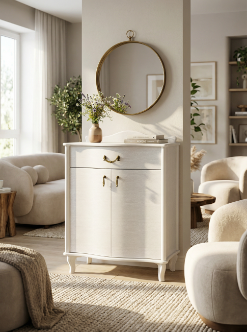 Комод Джульетта с распашными дверцами, молочный дуб Л