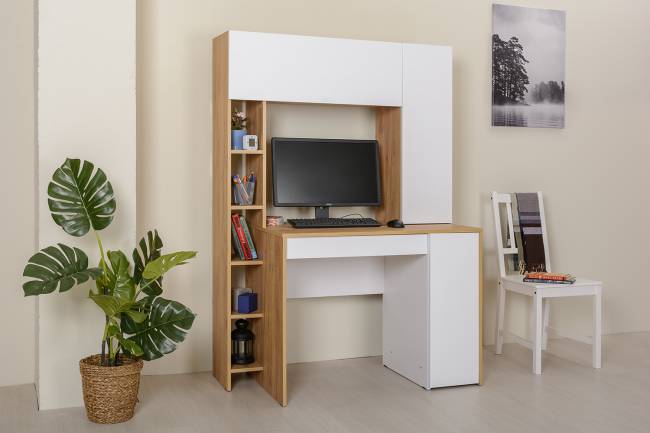 Стол компьютерный Комфорт 12.71 цвет дуб золотой/белый