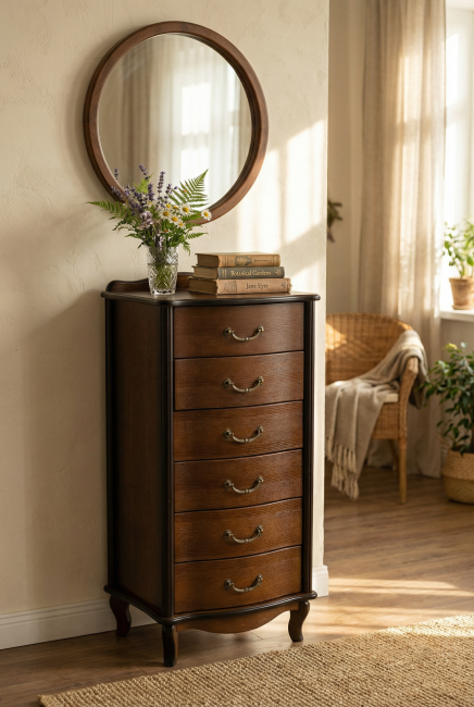 Комод Джульетта узкий 6 ящ., орех Л