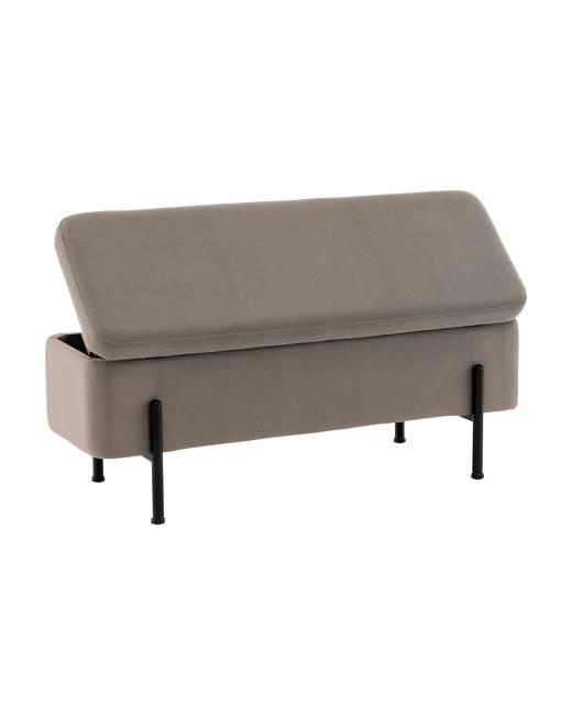 Банкетка Болейн с ящиком велюр серый черные ножки